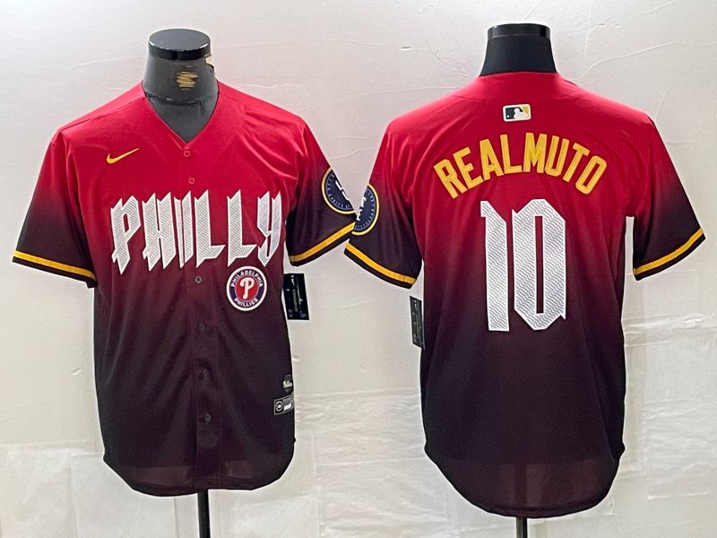 Men Philadelphia Phillies 10 Realmuto Red City Edition Nike 2024 MLB Jersey style 5